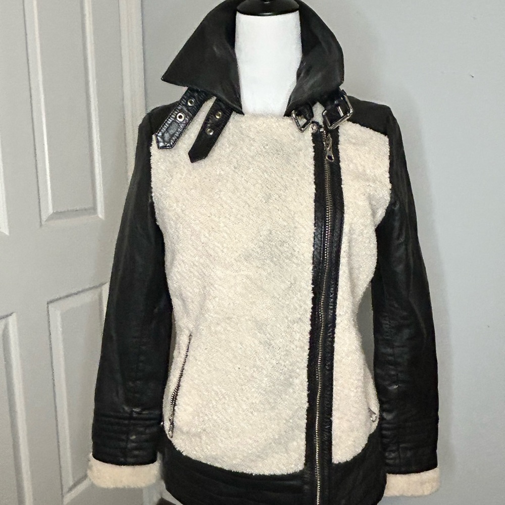 Slate & Willow Faux Leather Sherpa Aviator Jacket